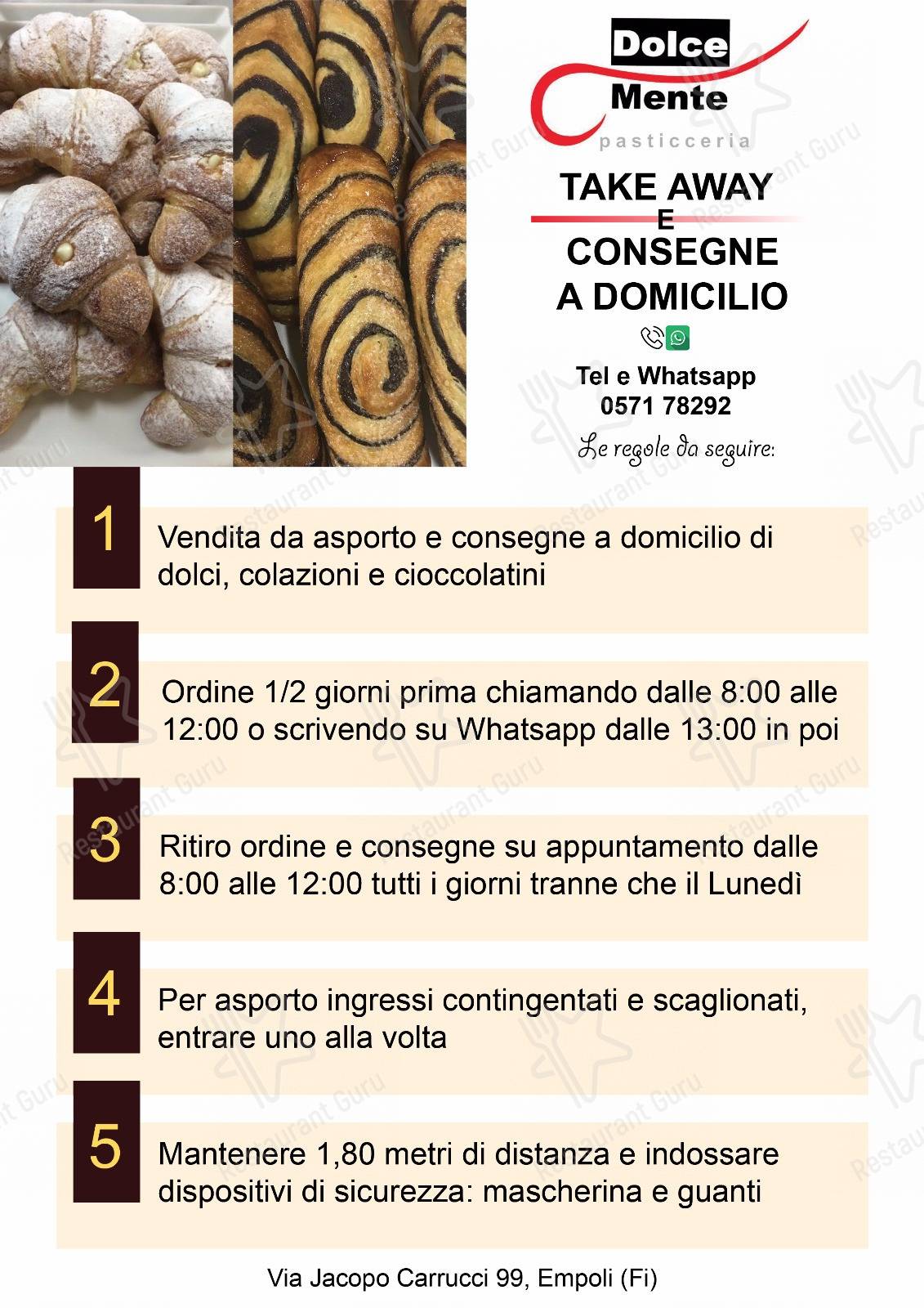 Menu di Dolce Mente - piatti e bevande