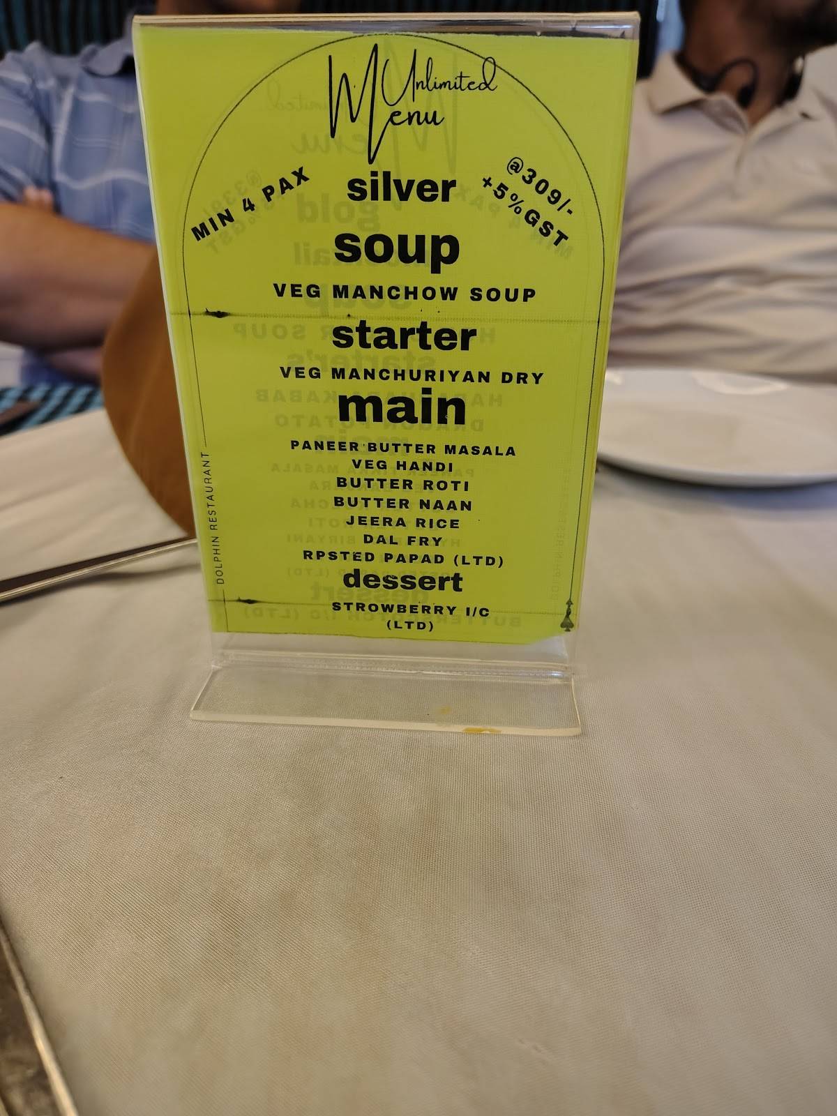 Dolphin Restaurant menu