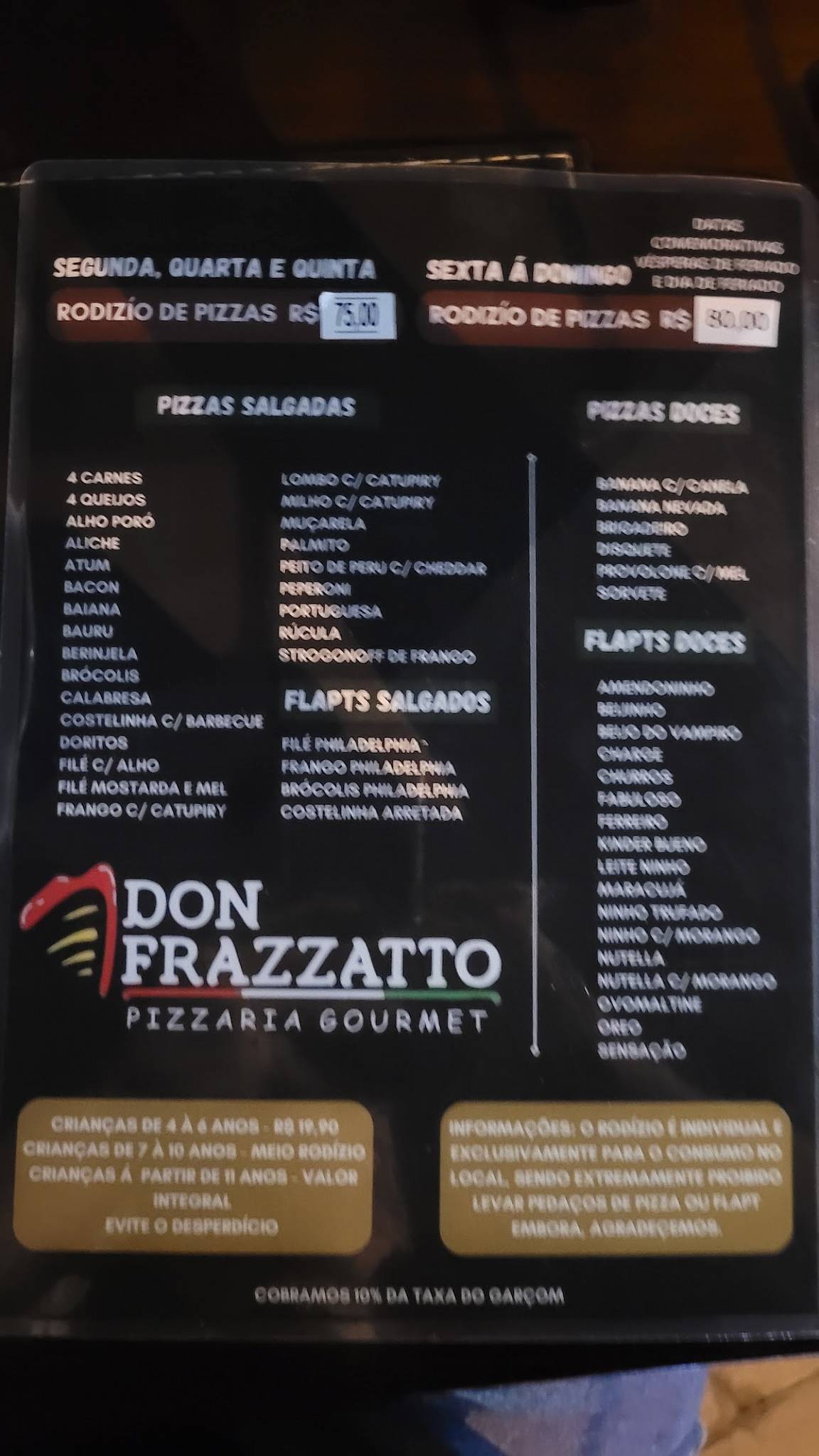 Don Frazzatto Pizzaria cardápio