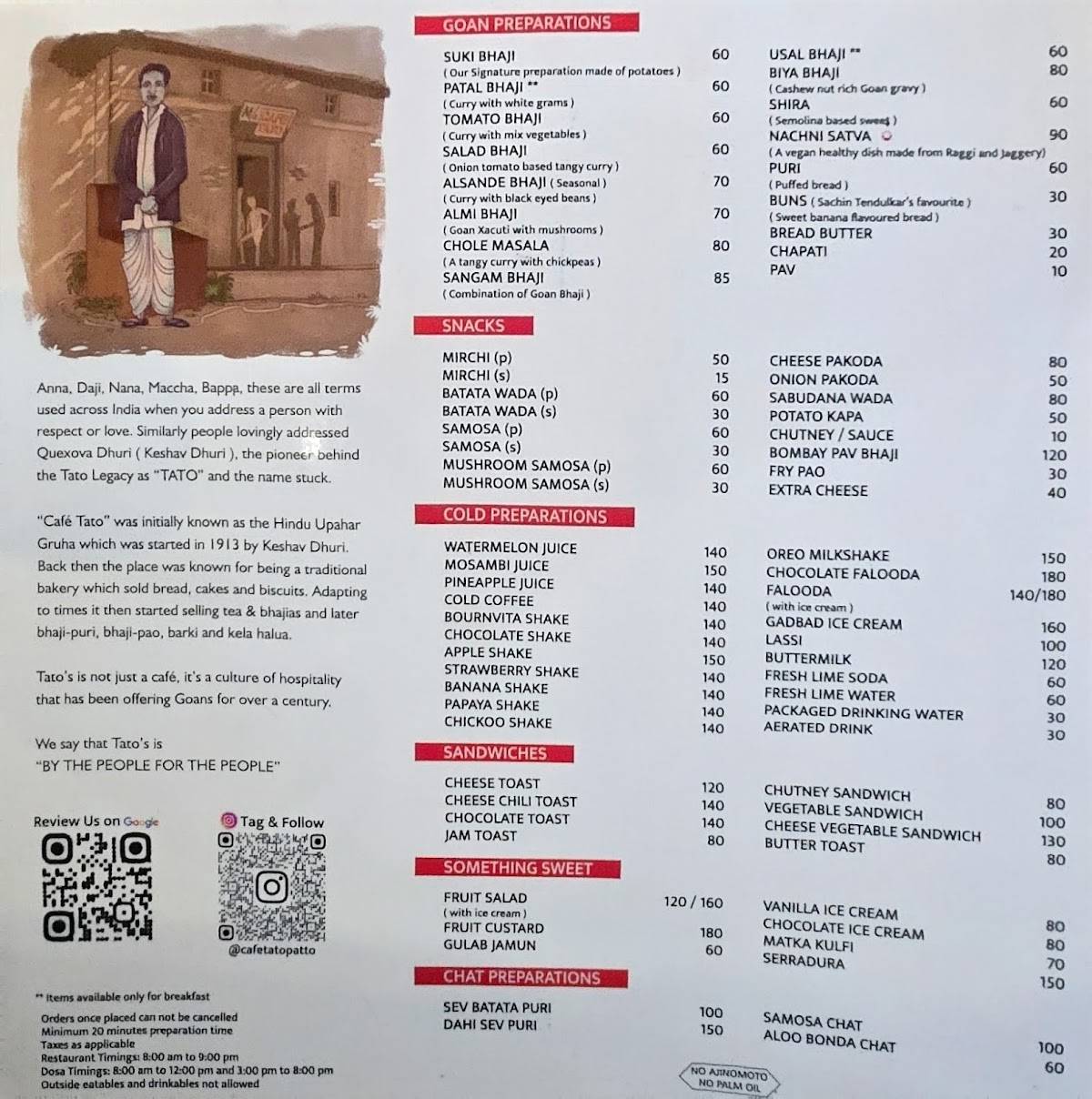 Cafe Tato since 1913 (Patto) menu