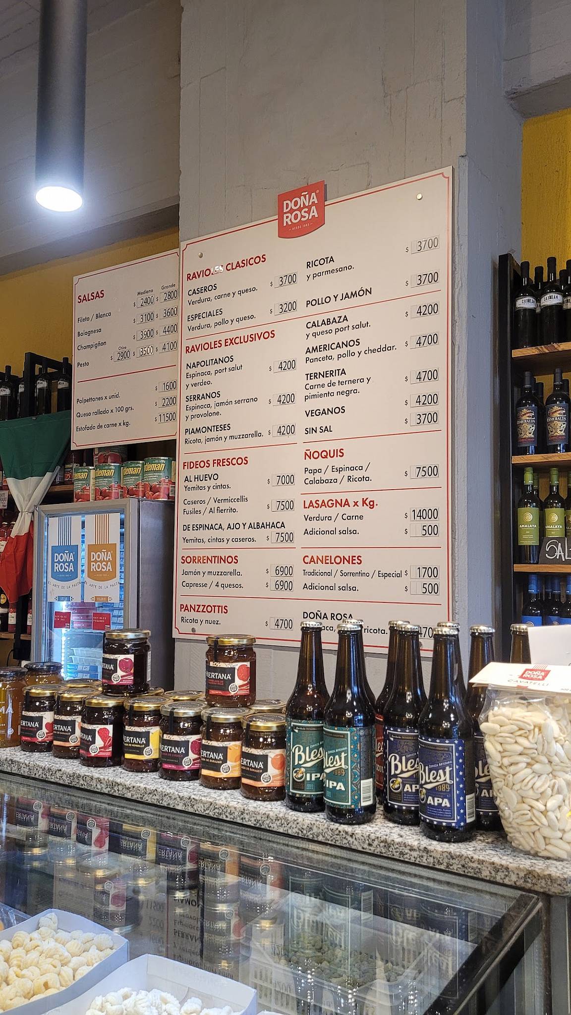 Carta de Doña Rosa Pasta & Café, Quilmes