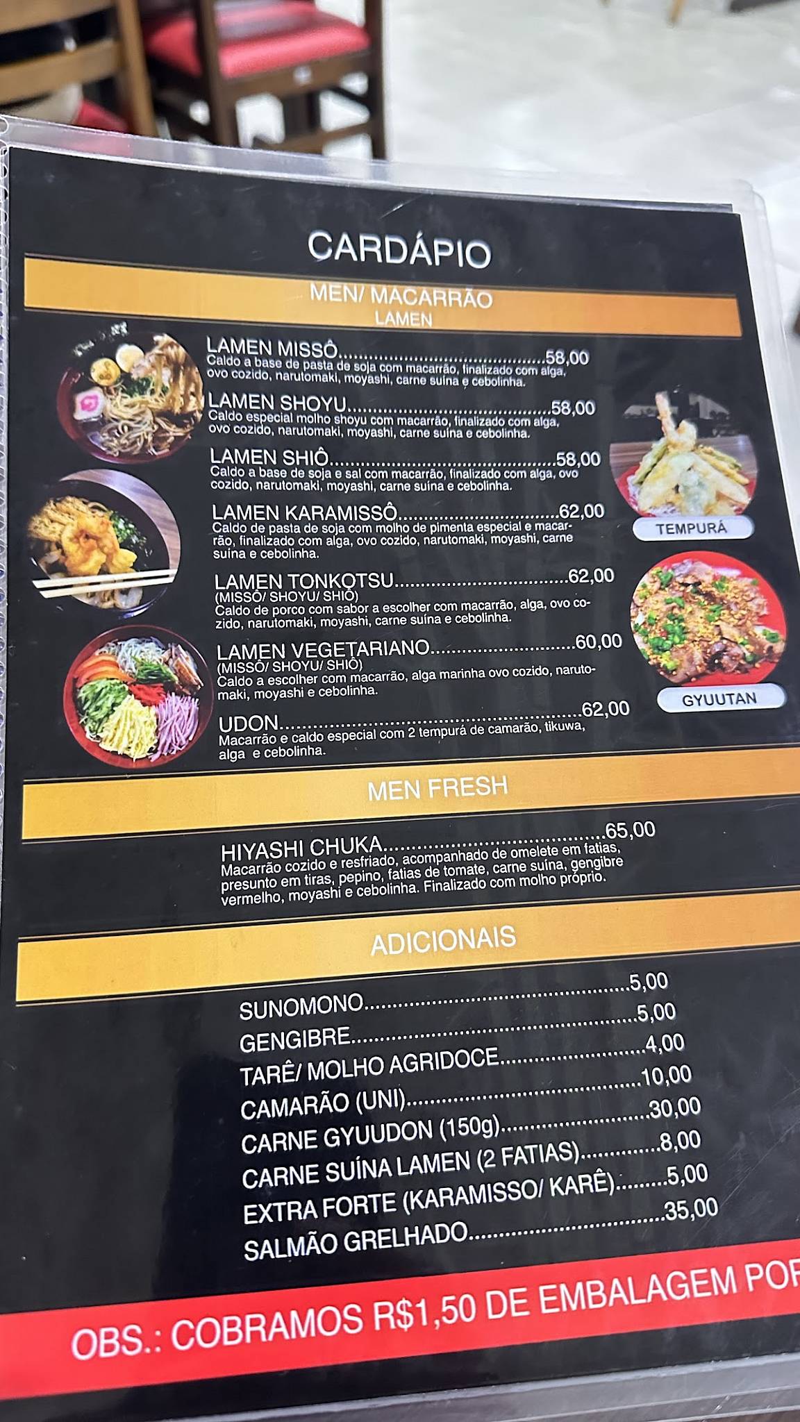 Donburi Manaus cardápio