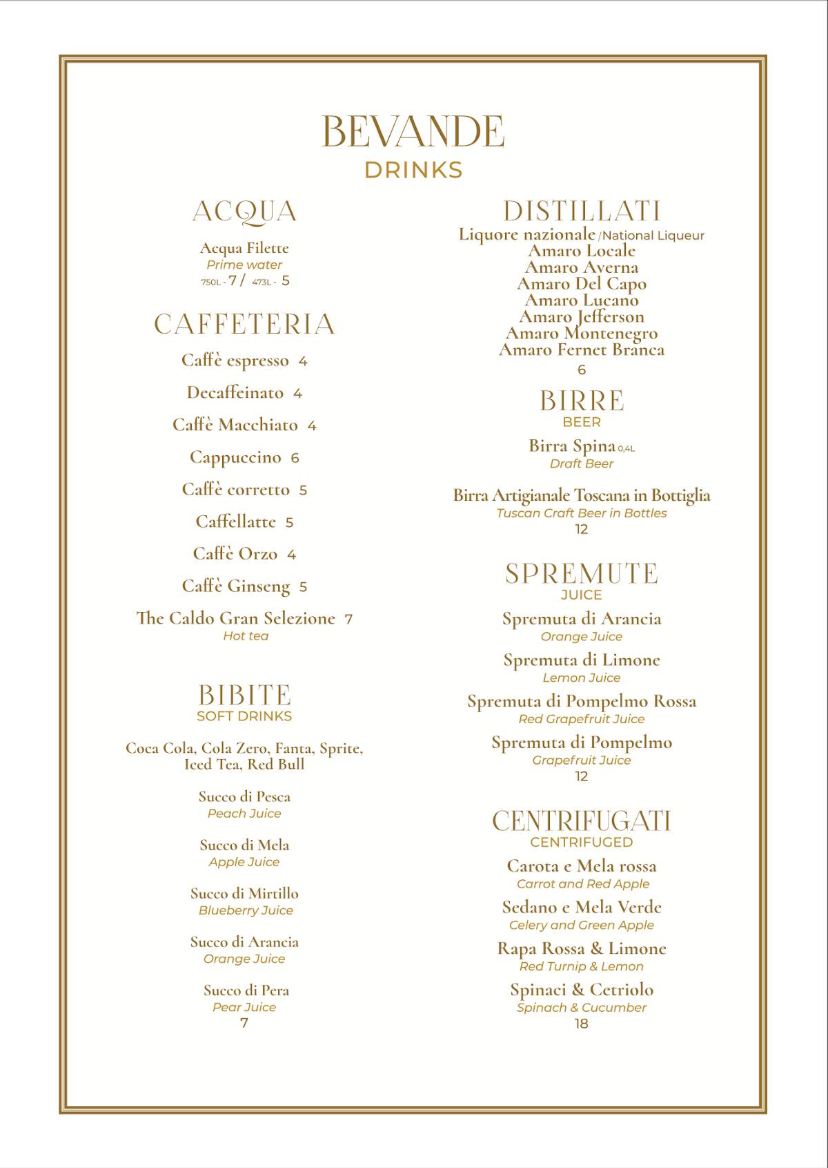 Menu di Doria - Ristorante Forte dei Marmi 