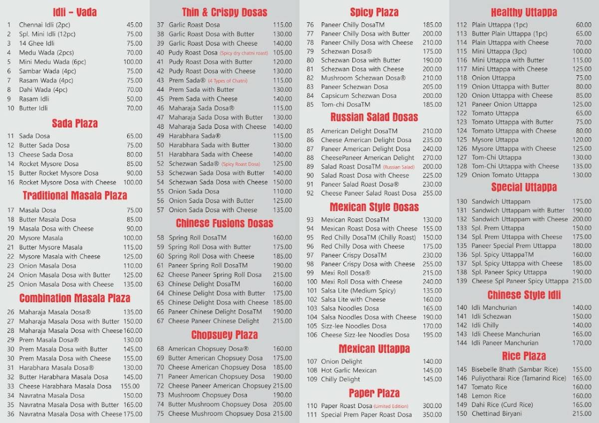 Dosa Junction menu