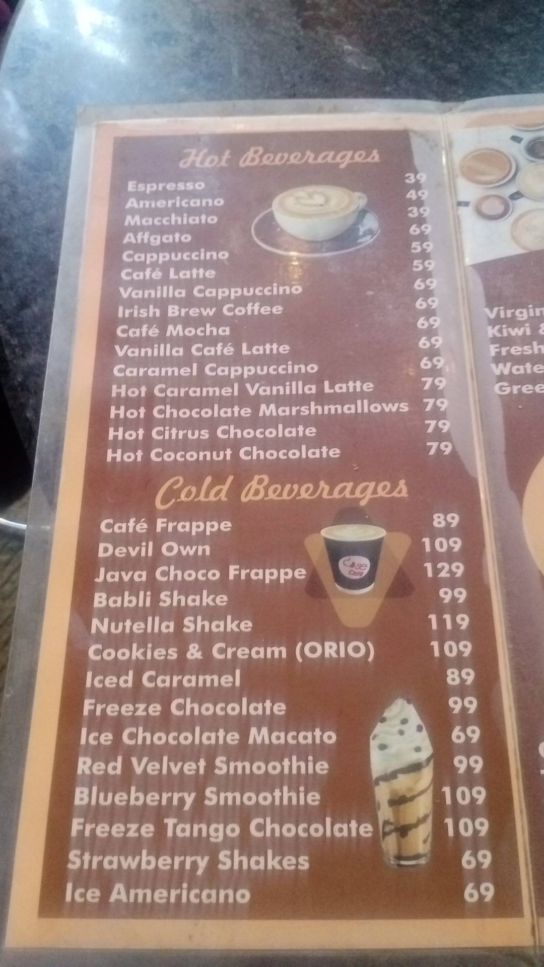 Dose Cafe menu