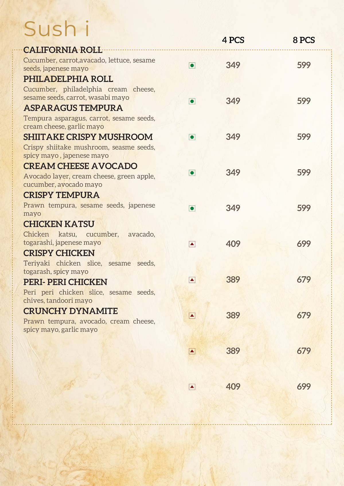 Dripping Dose menu