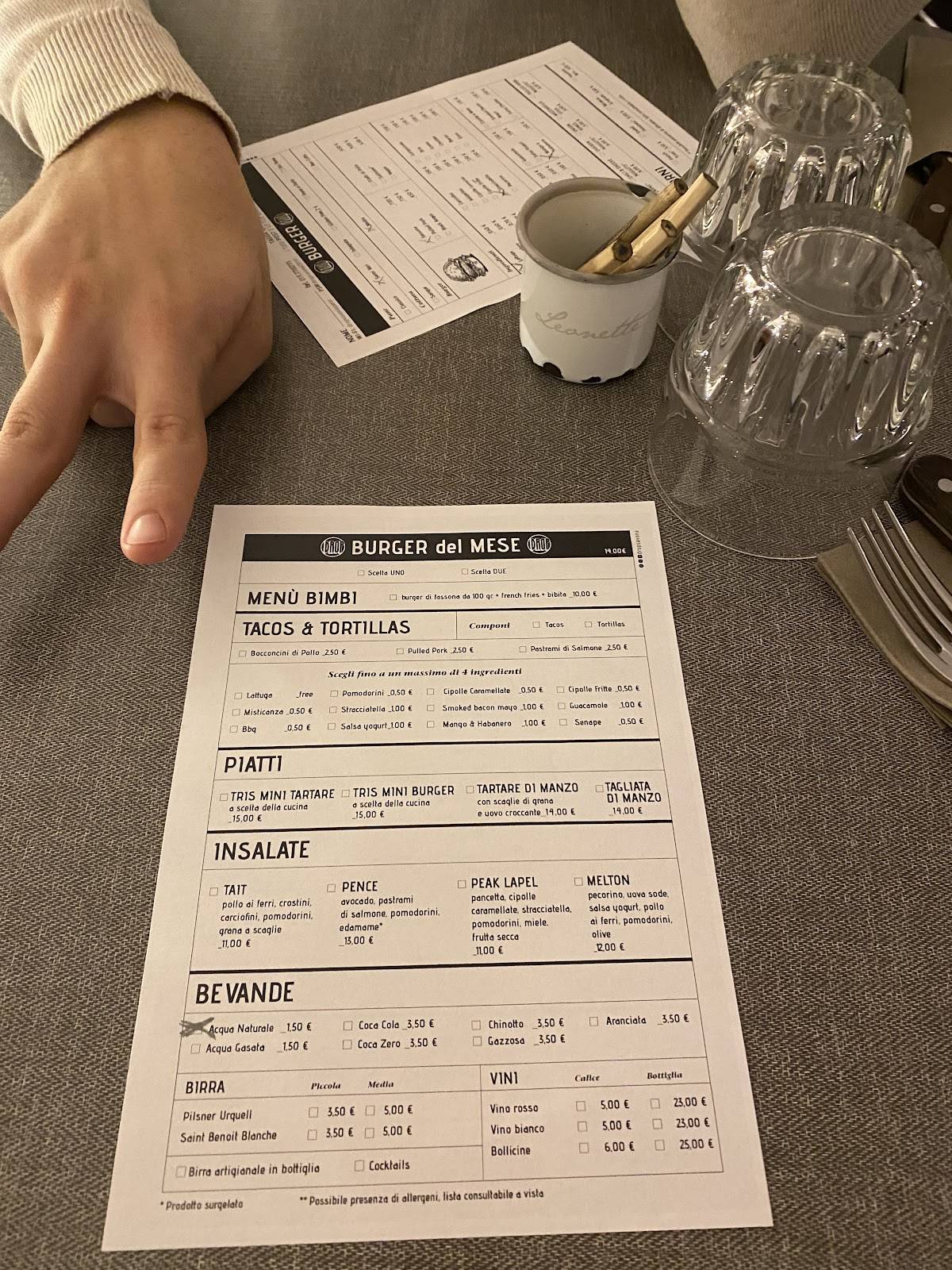 Menu di Drop - Ristorante e Hamburgheria