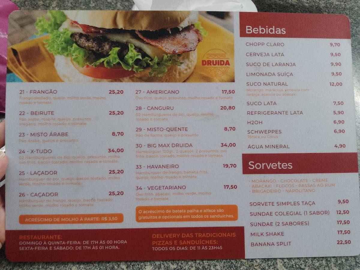 Druida Lanches Ltda cardápio