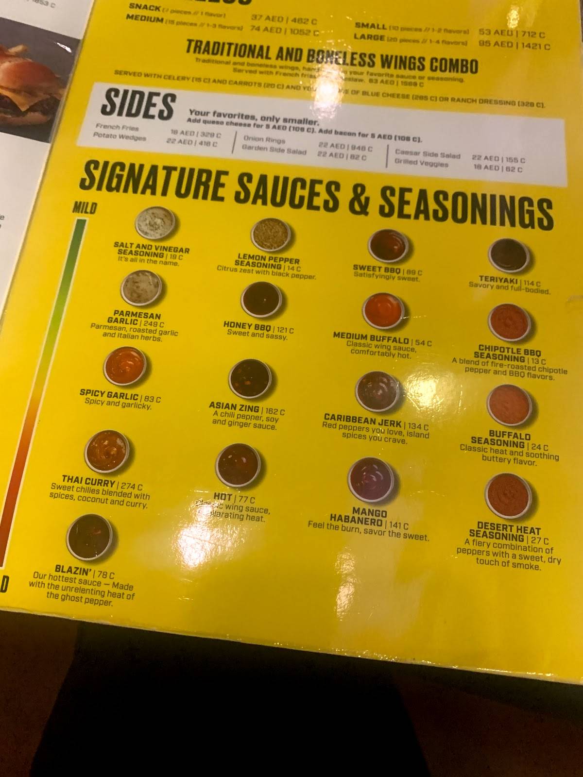 Menu at Buffalo Wild Wings Jumeirah restaurant, Dubai, Jumeirah Beach Rd