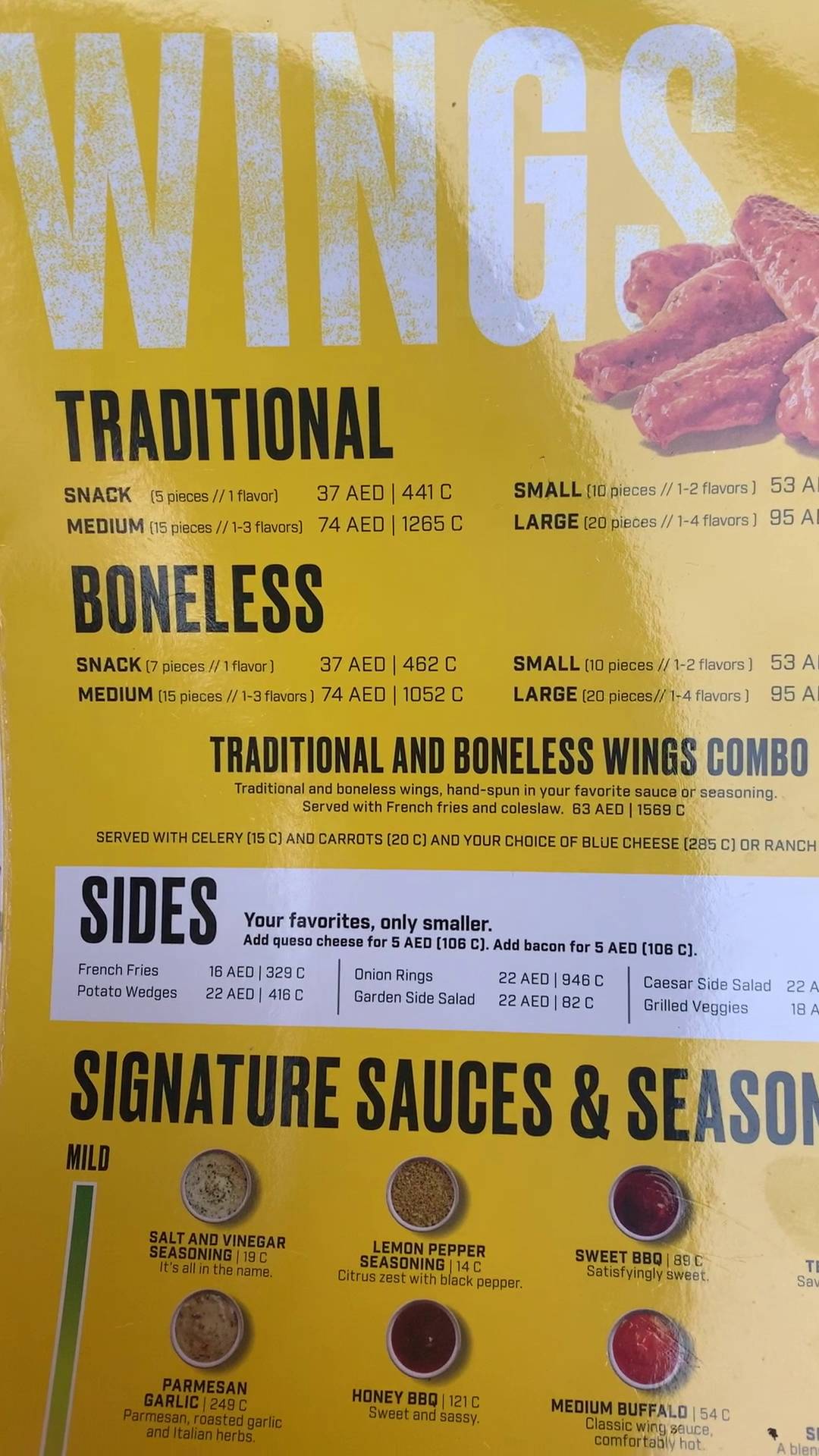 Menu at Buffalo Wild Wings Jumeirah restaurant, Dubai, Jumeirah Beach Rd
