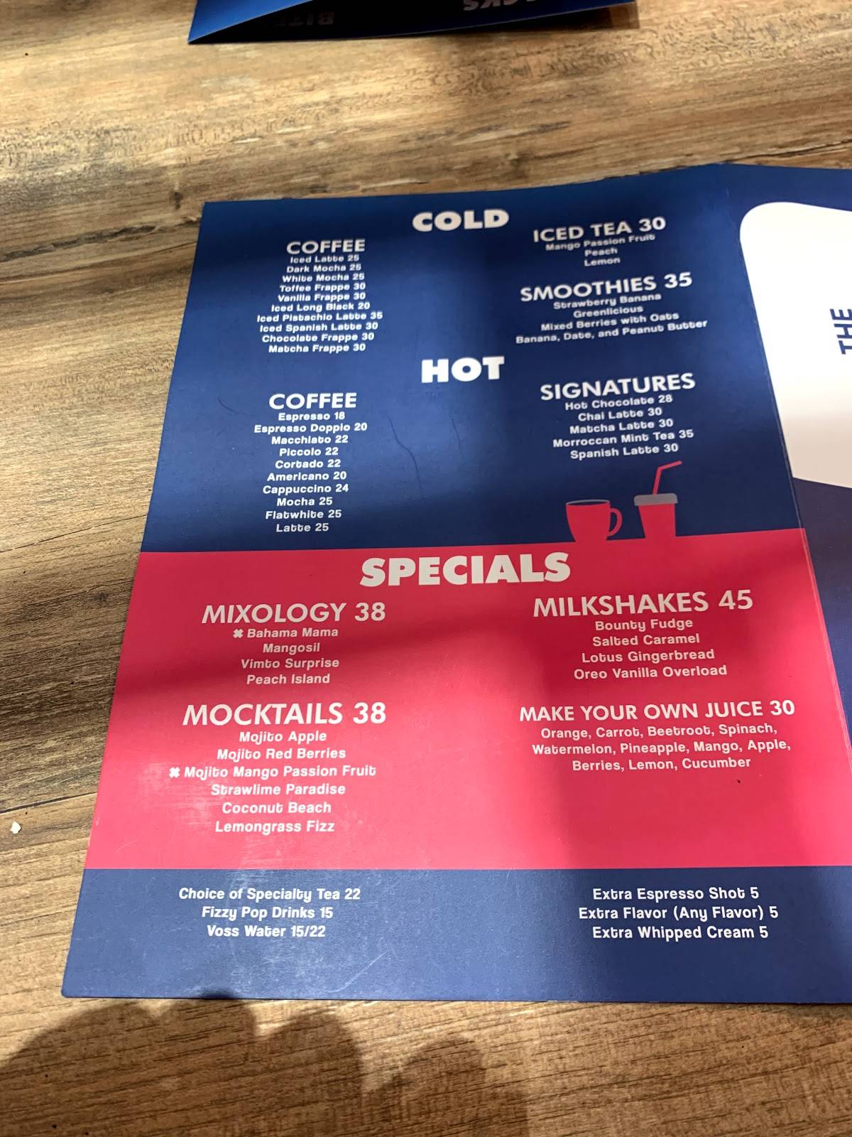 Menu at THE SIX Board Game Cafe, Dubai