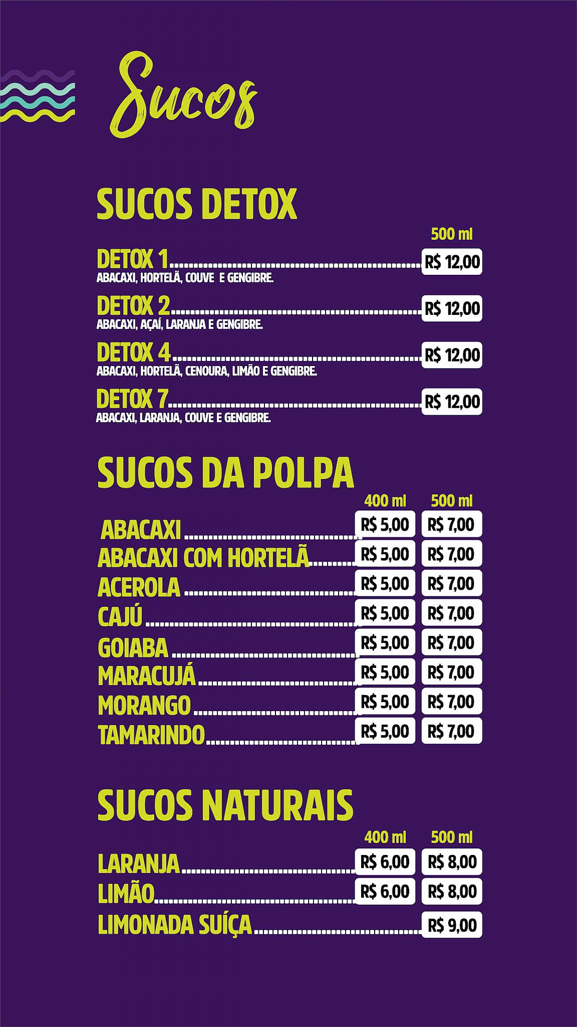Duda Açaí cardápio