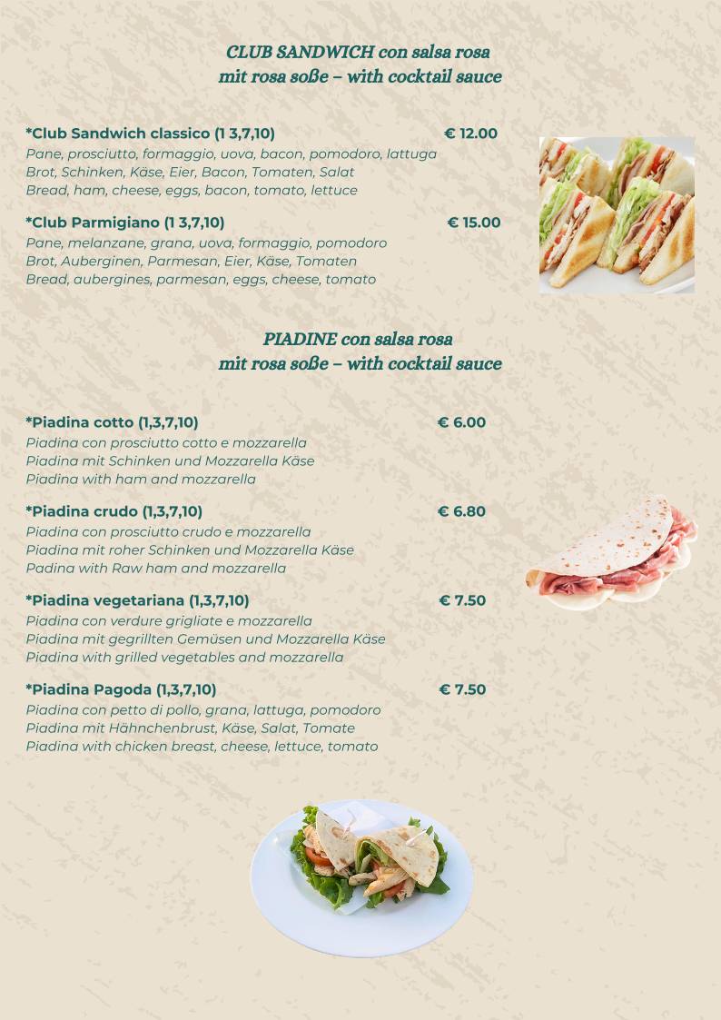 Menu di Pagoda Beach Bar Ristorante 