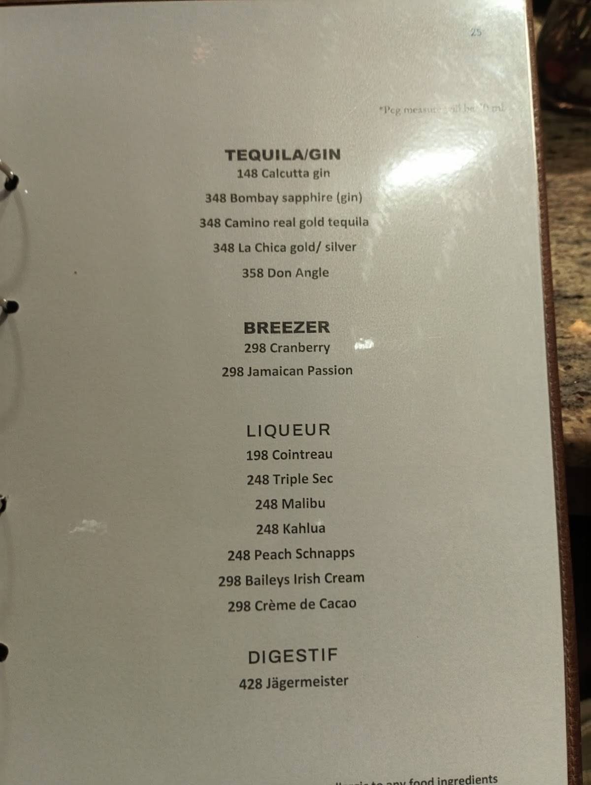 The One menu