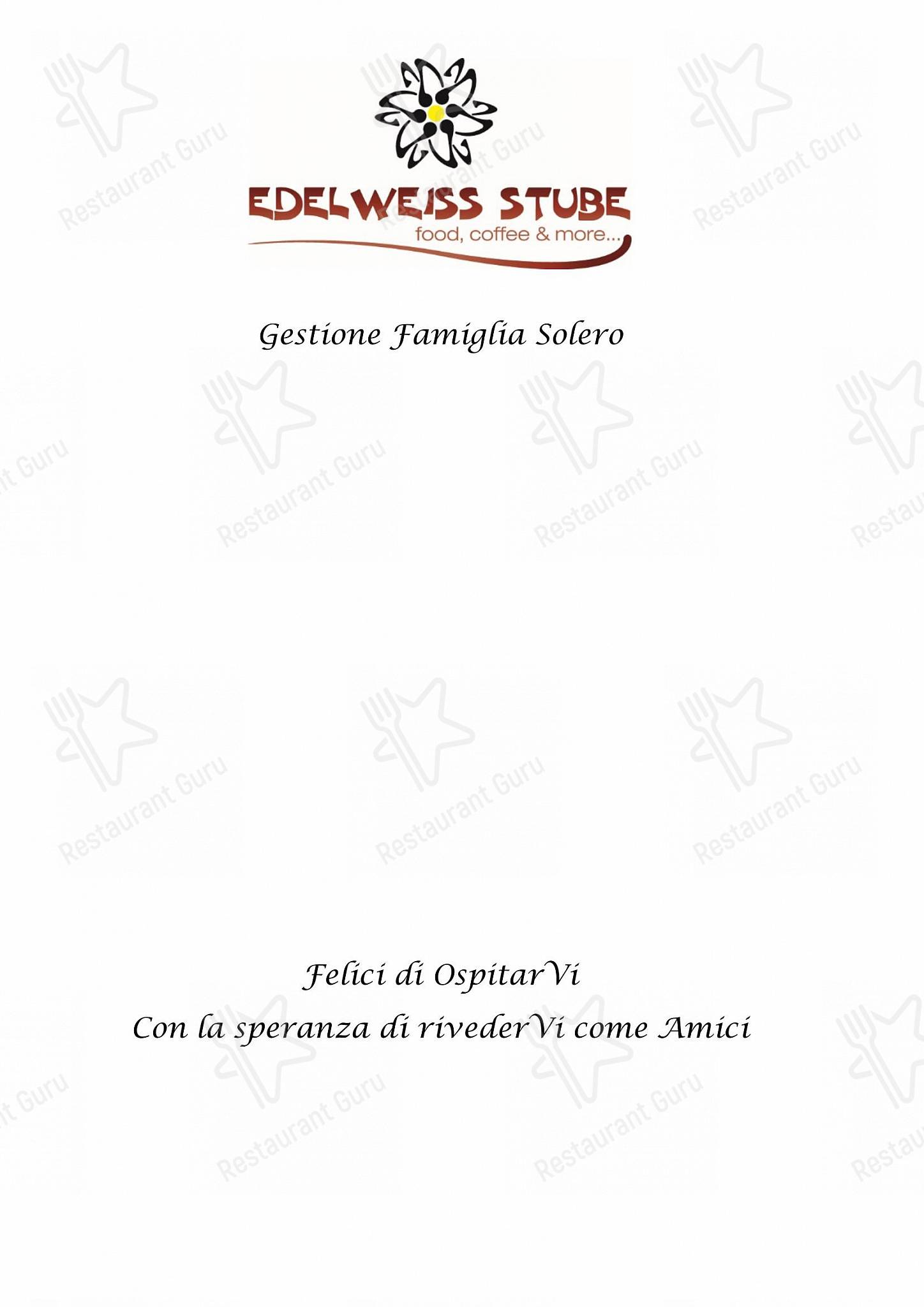 菜单 per Edelweiss Stube in Sappada