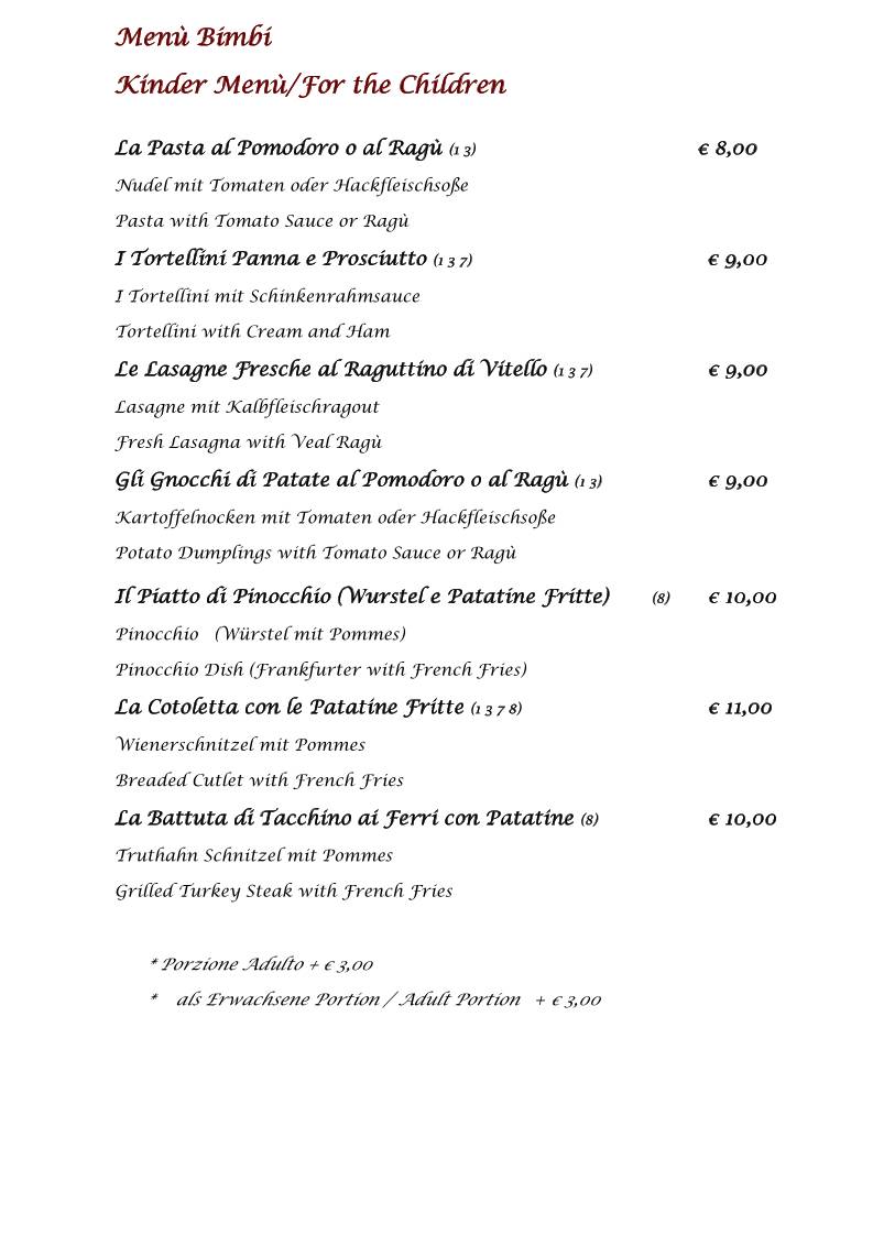 Menu di Edelweiss Stube 