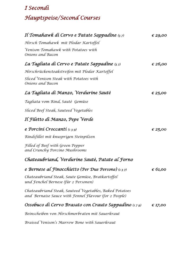 Menu di Edelweiss Stube 