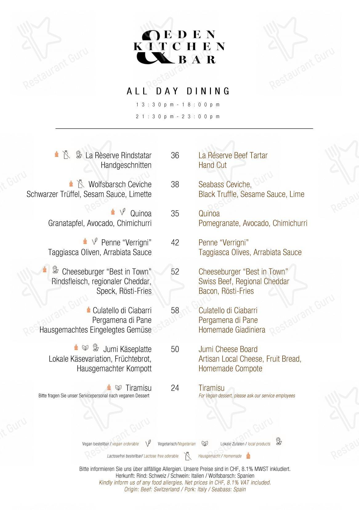 Eden Kitchen & Bar in Zurigo - Wine Menu