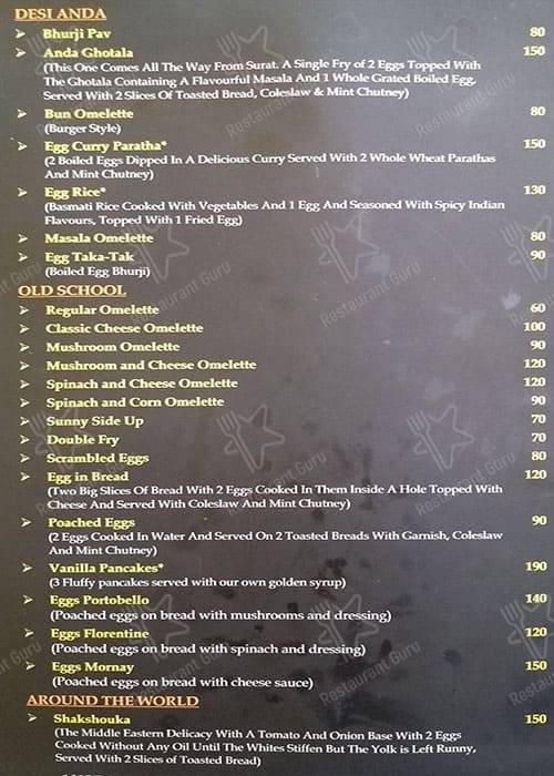 Egg O Static - The Egg Café menu