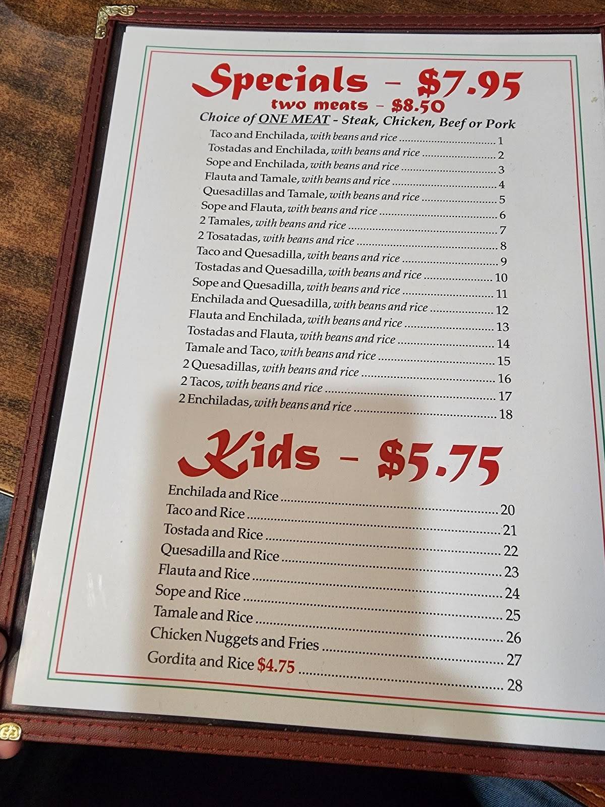 Menu at El Amigo Restaurant, Valparaiso