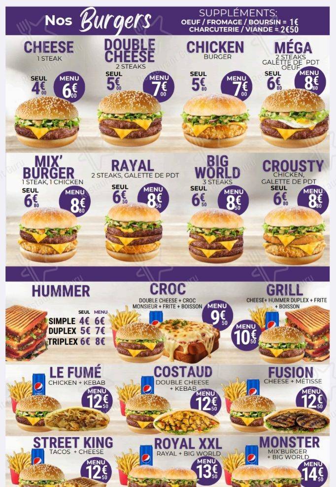 Menu pour El Jood