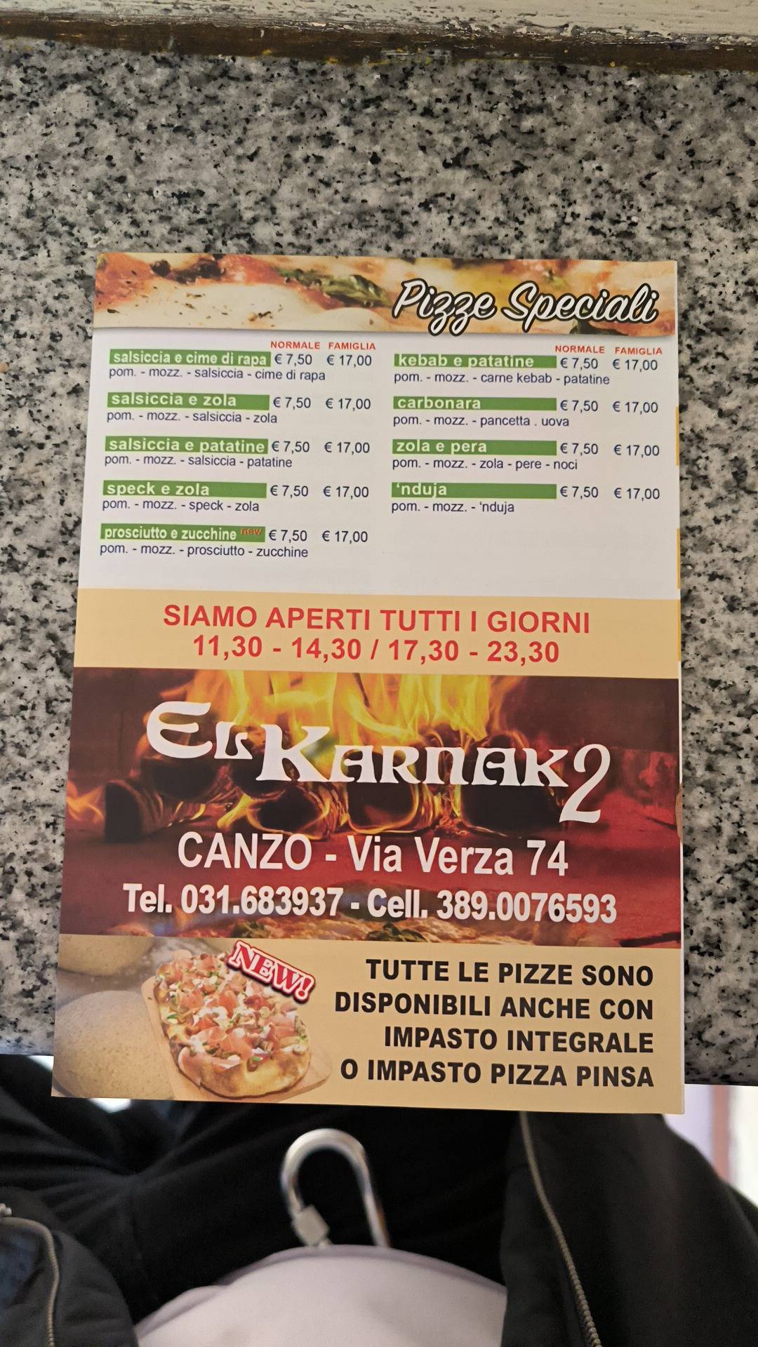 Menu di El Karnak 2 