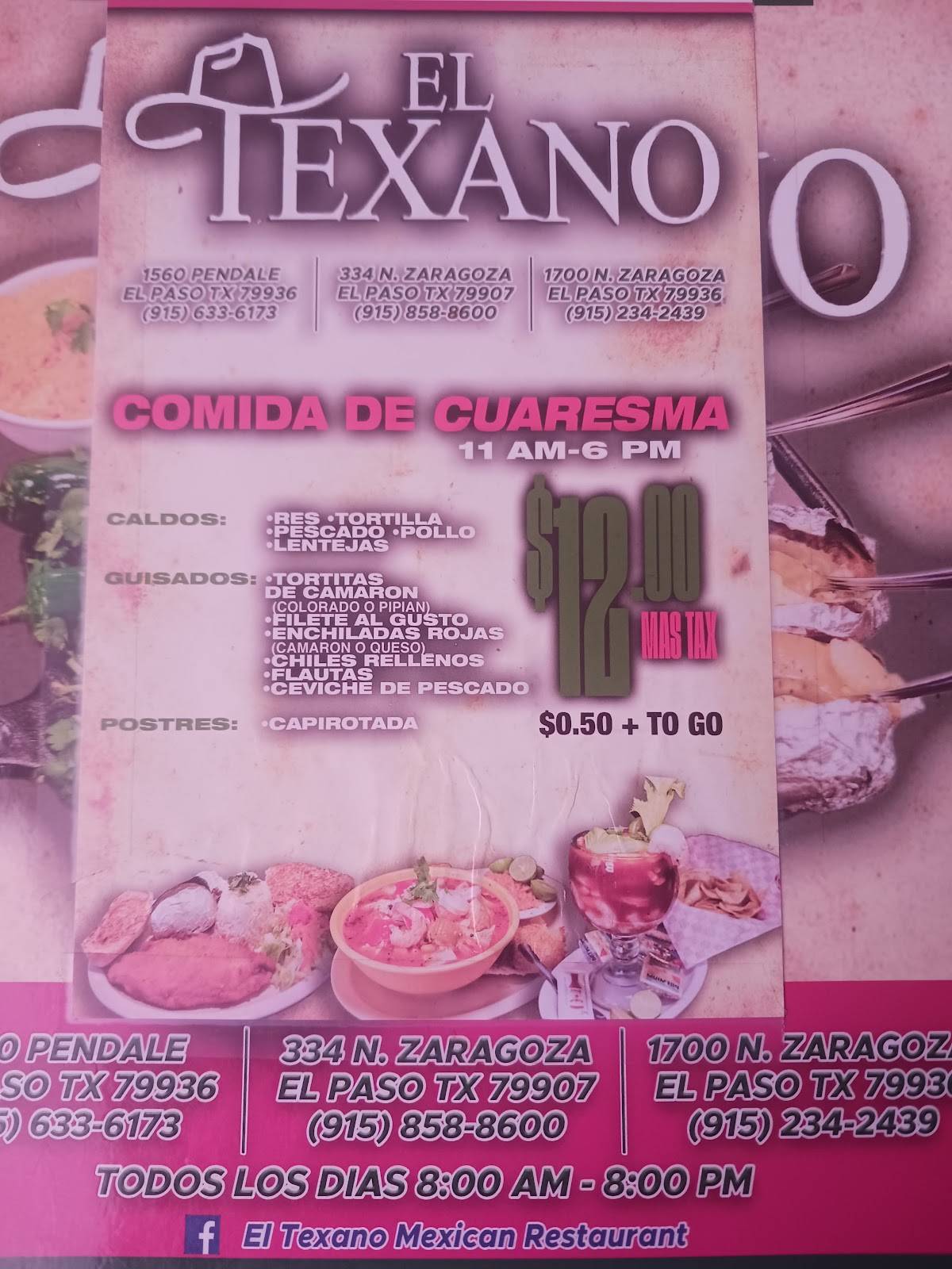 EL TEXANO MEXICAN RESTAURANT MENU visual data 3