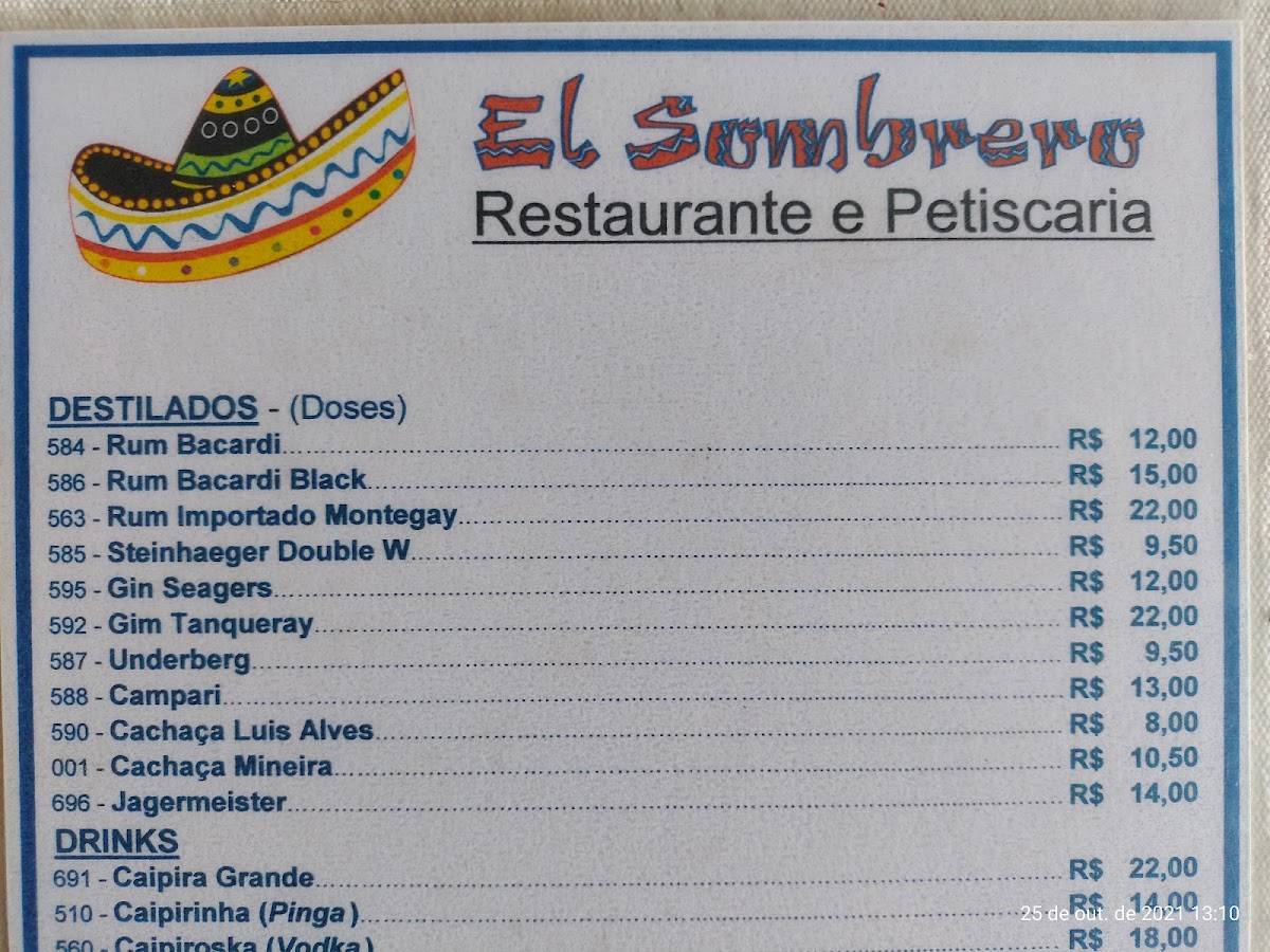 El Sombrero cardápio