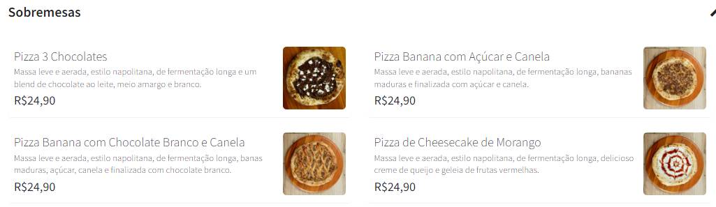 Eleganza Pizzaria cardápio