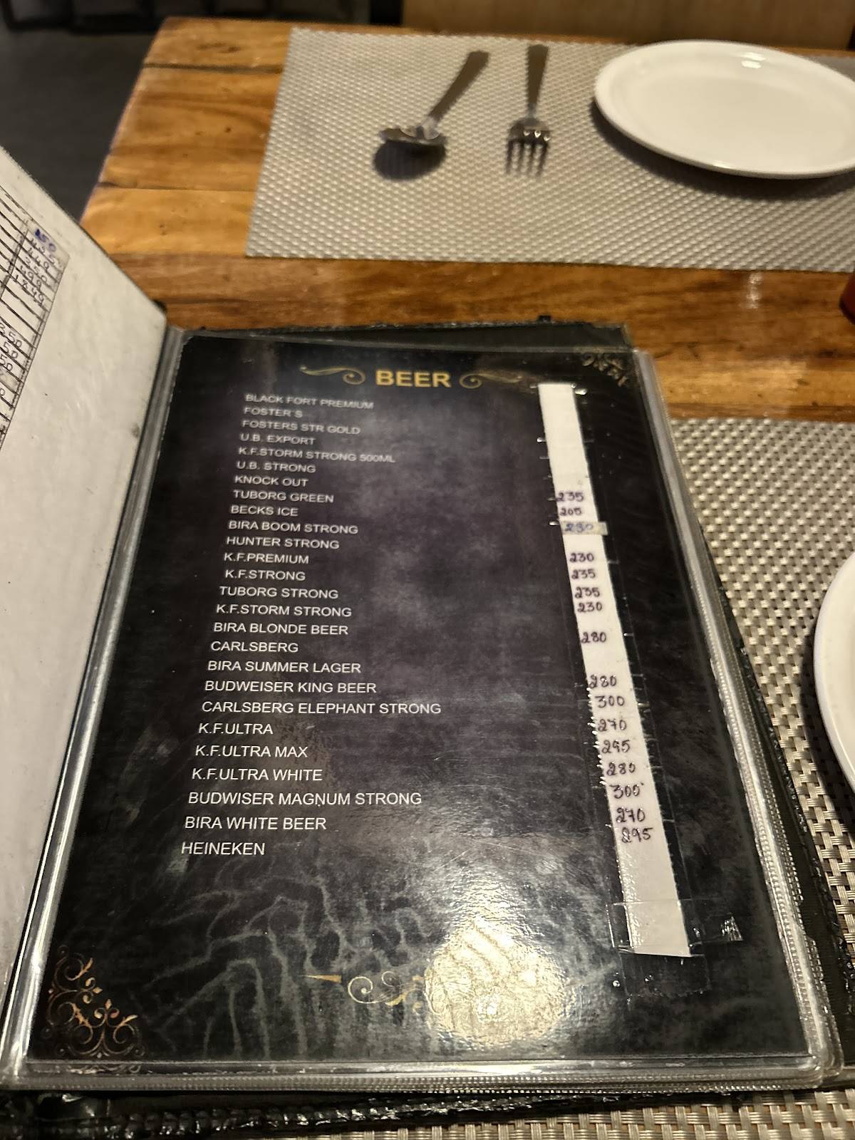 Elements Restobar menu