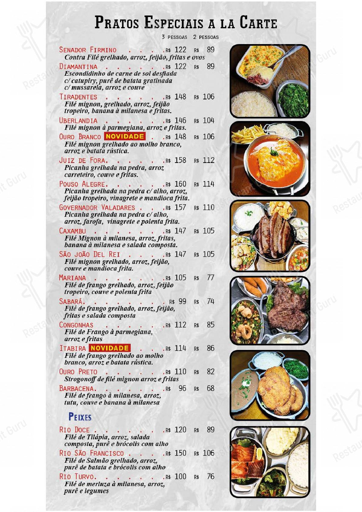 Menu para Embaixada Mineira Ipiranga restaurante