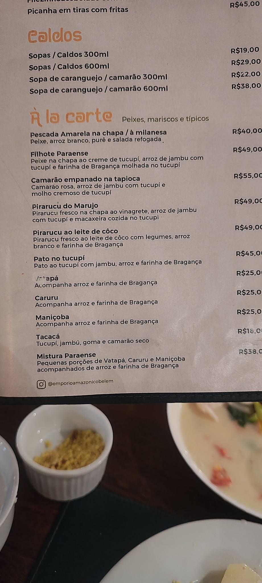 Empório Amazônico Restaurante cardápio