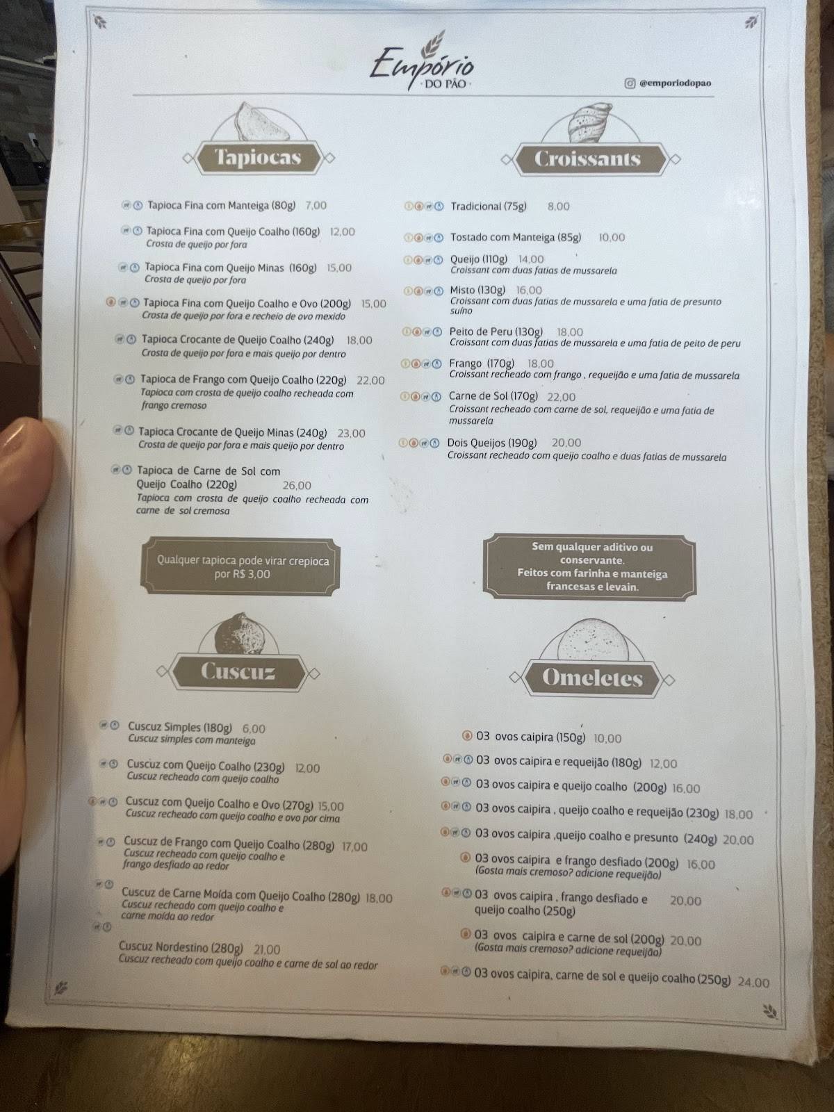 Empório do Pão - Rui Barbosa cardápio