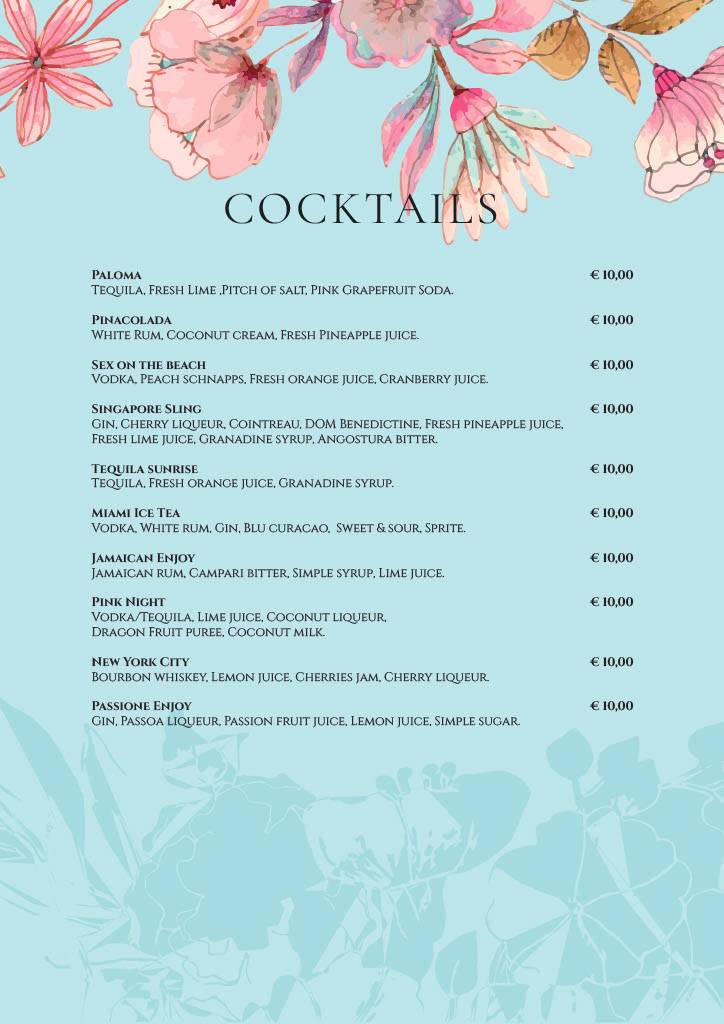 Menu di Enjoy Vomero 