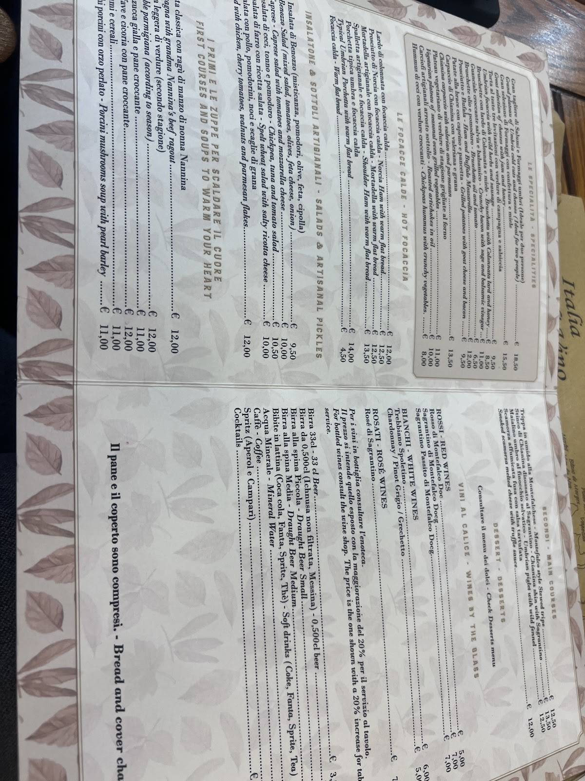 Menu di Enoteca Di Benozzo 