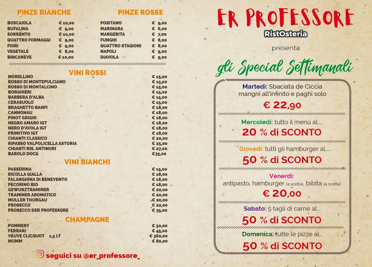 Menu di Er professore 