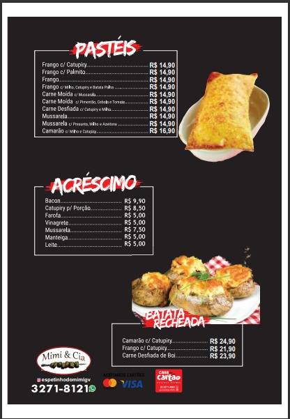 Espetinho Mimi e Cia cardápio