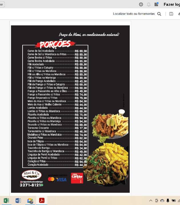 Espetinho Mimi e Cia cardápio