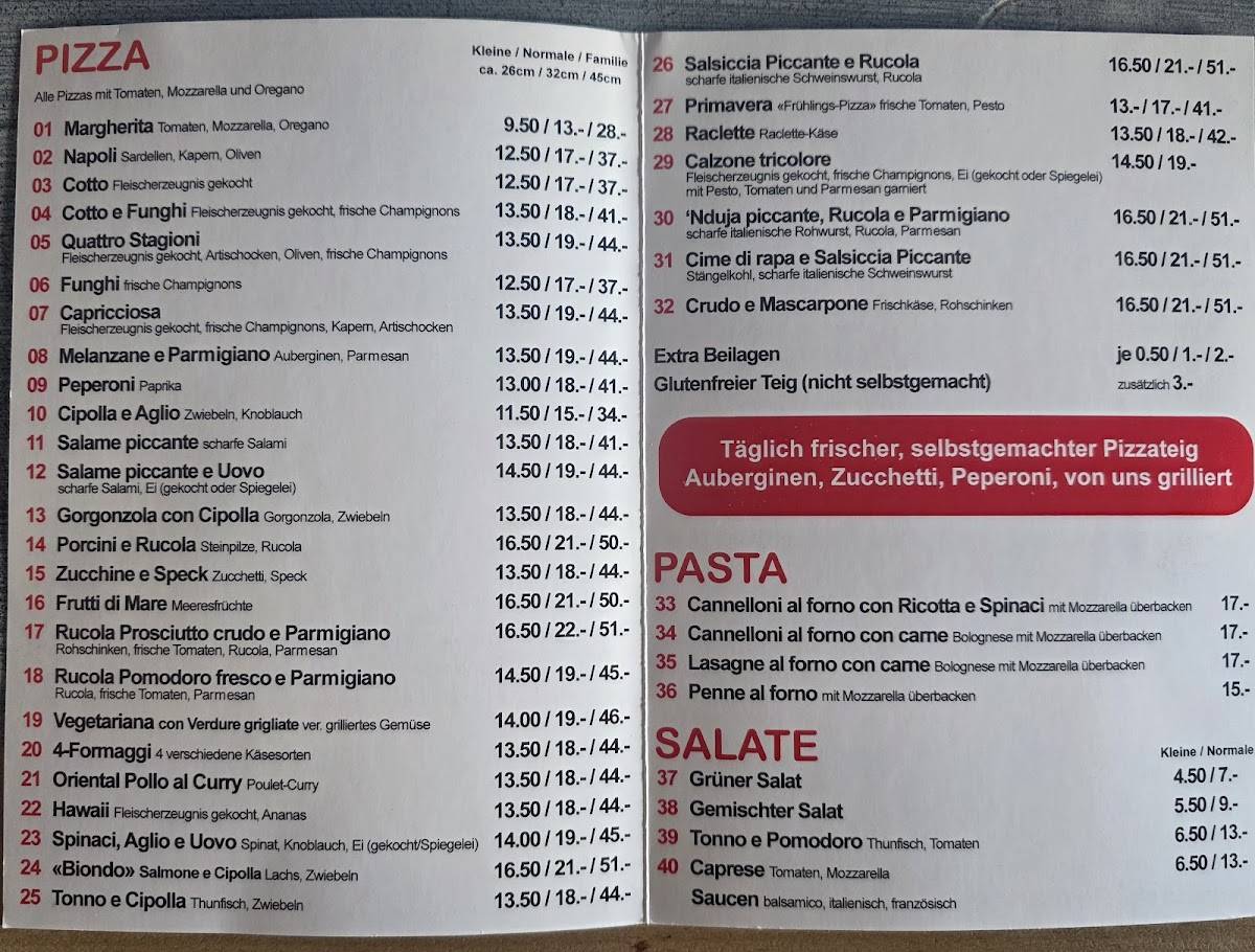 Menu di Euro Pizza 
