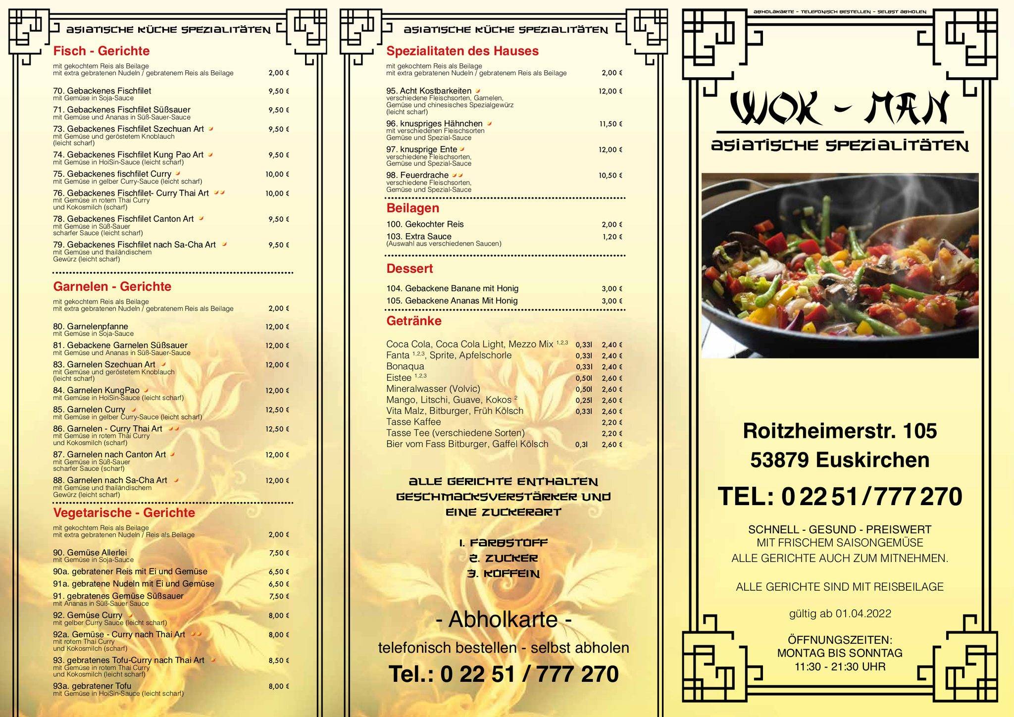 Speisekarte von Wok Man fast Food, Euskirchen