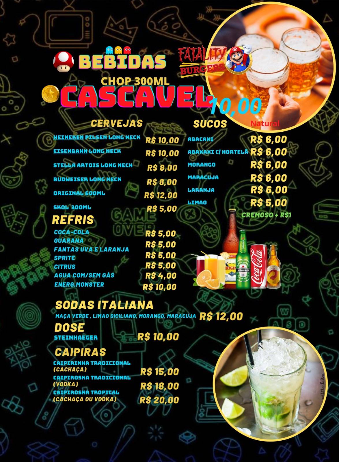 FATALITY BURGUER CASCAVEL cardápio