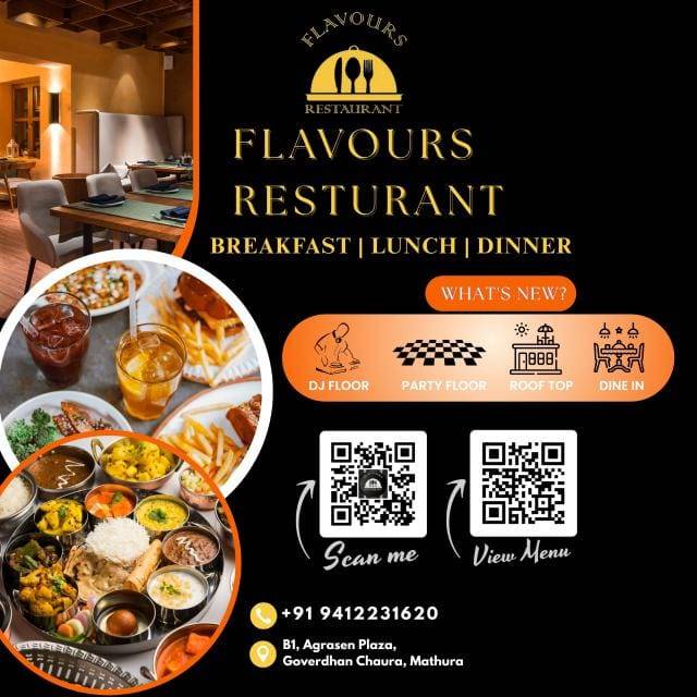 FLAVOURS RESTAURANT { PURE VEG BEST RESTAURANT MATHURA } menu