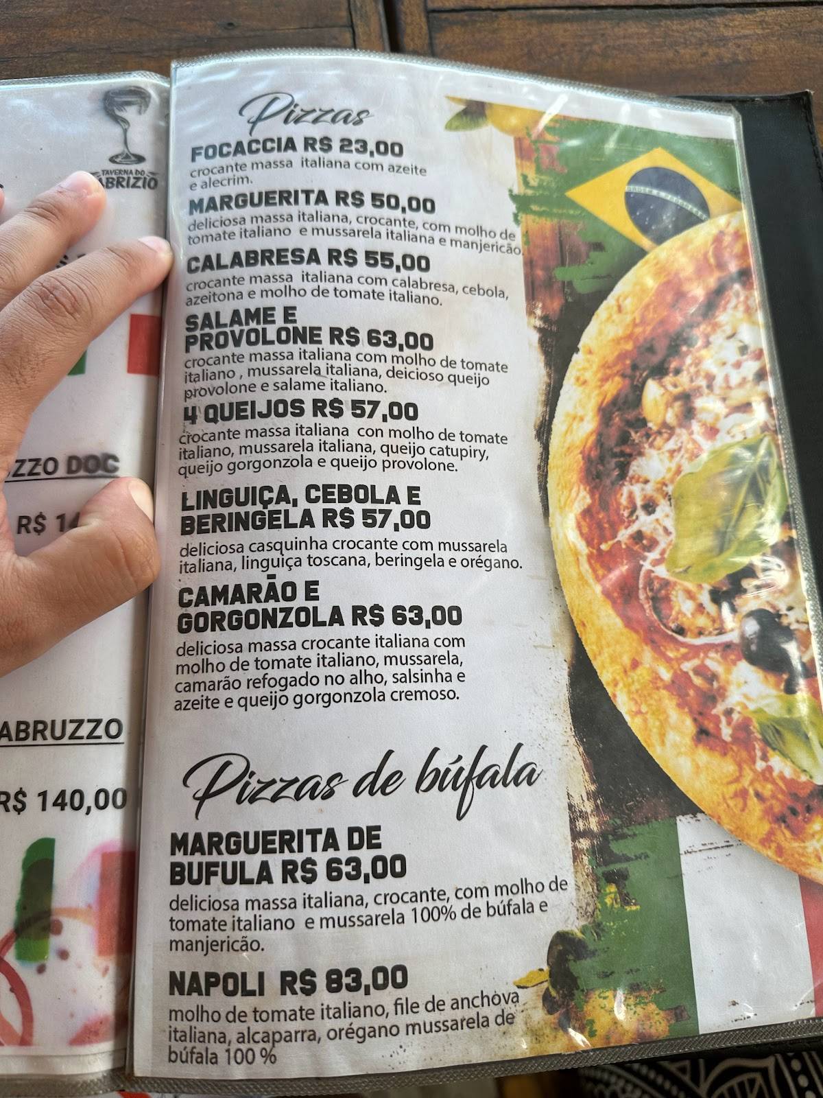 Taverna do Fabrizio cardápio