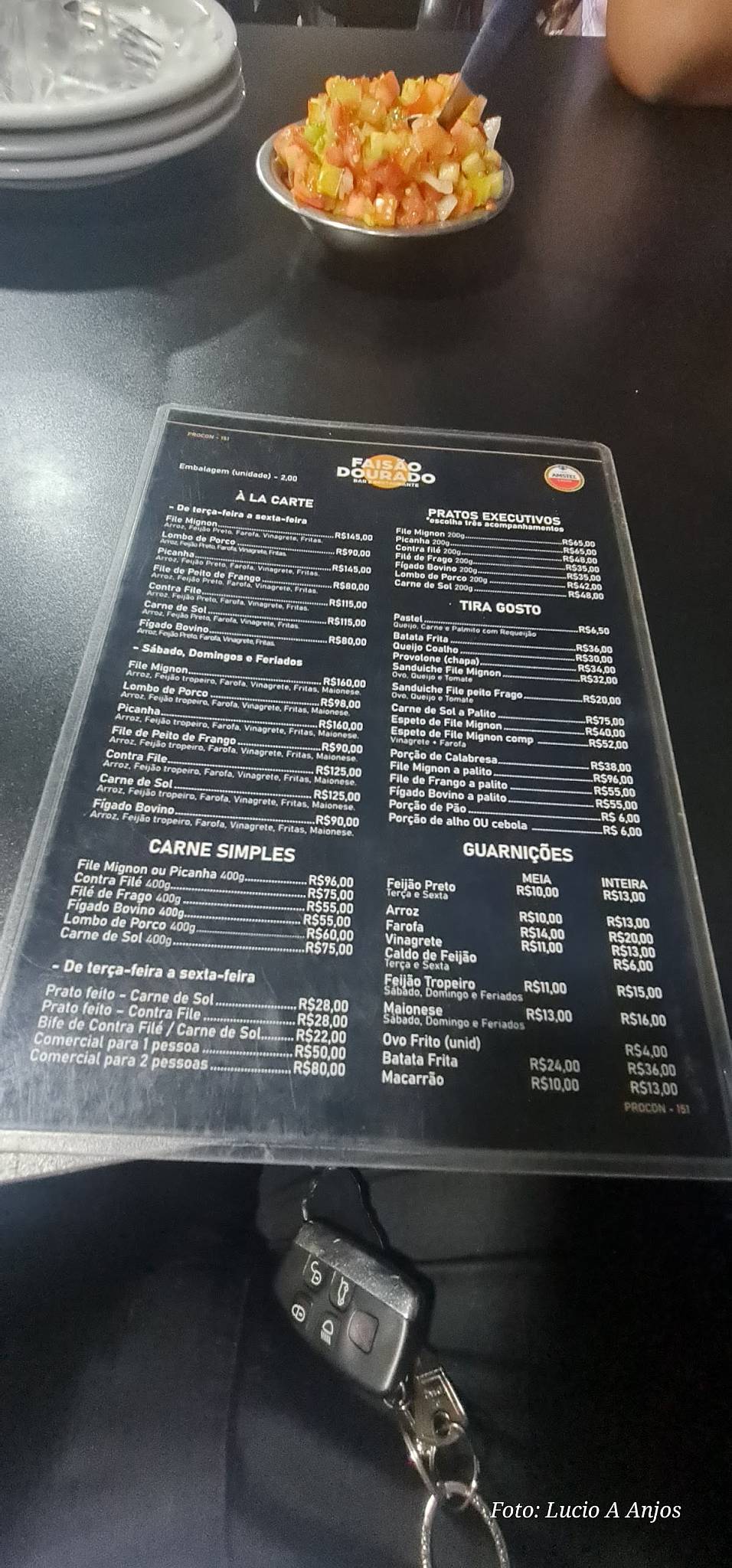 Faisão Dourado cardápio