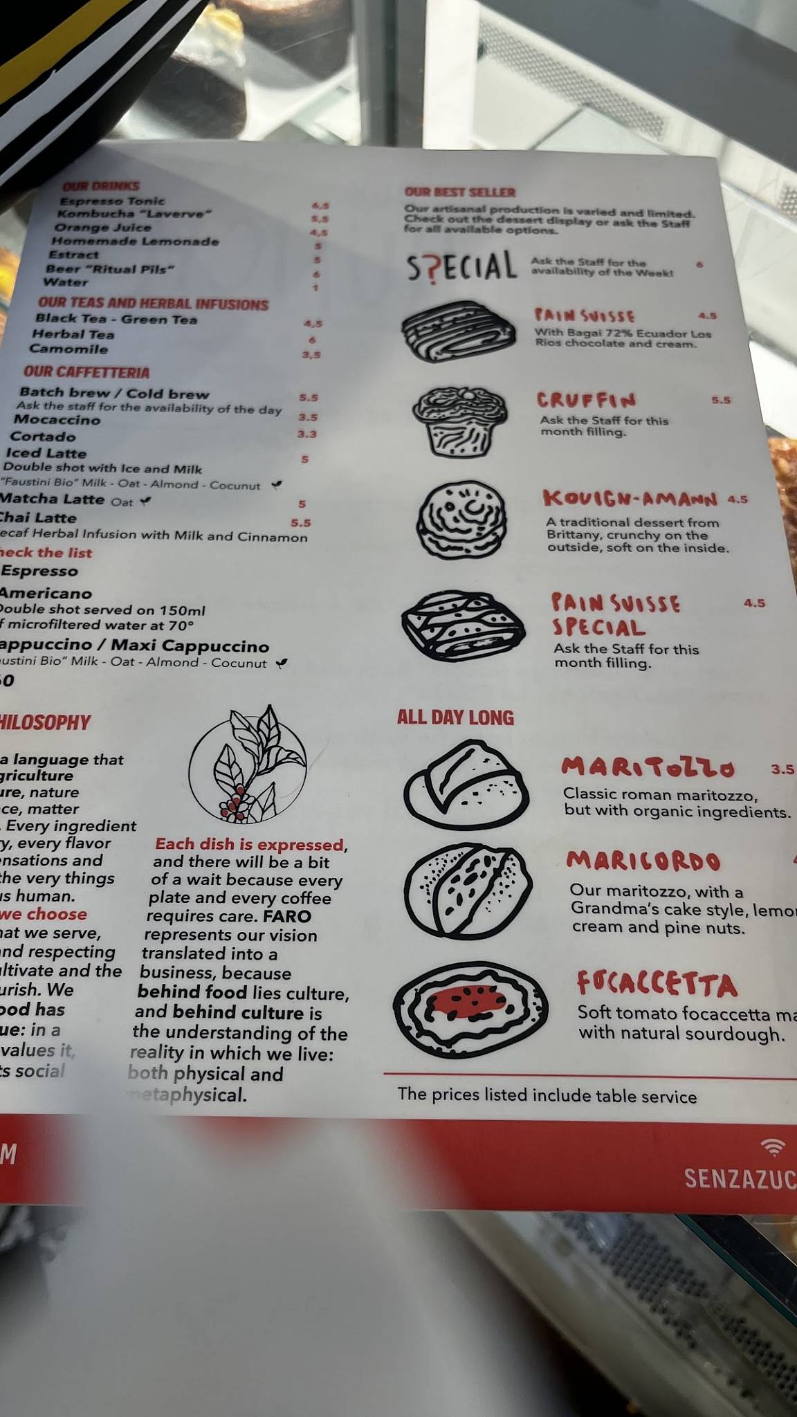 Menu di Faro - Caffè Specialty / Brunch & Lunch 