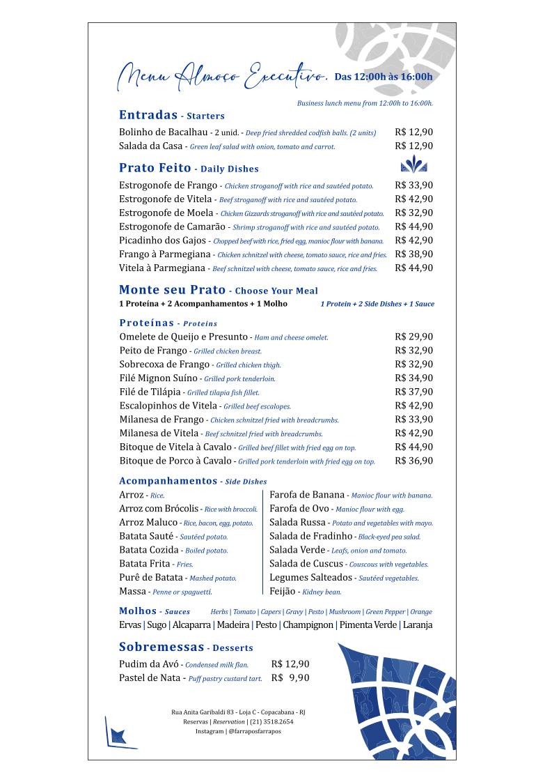 Farrapos Bistrô - Wine Bar cardápio