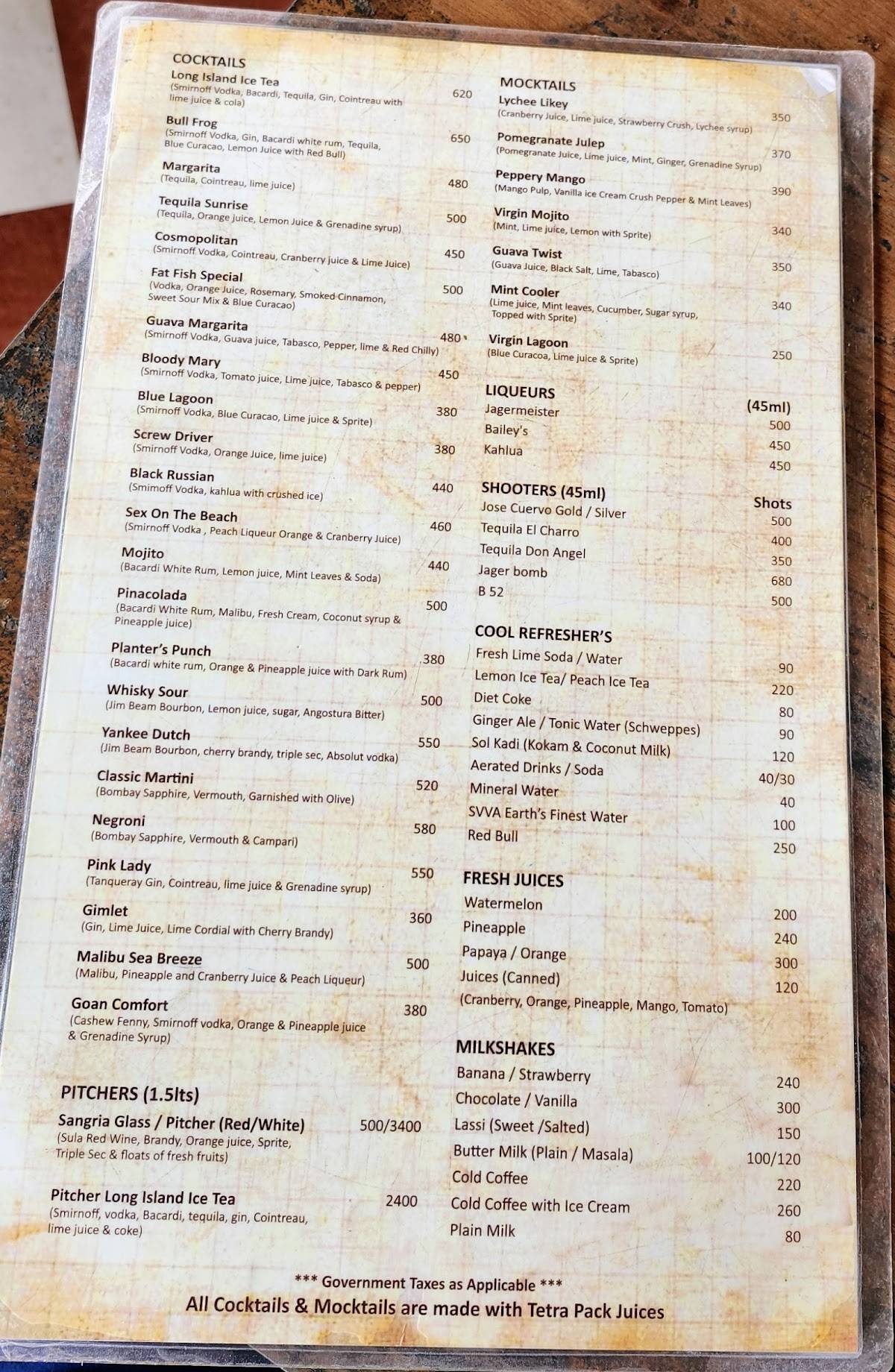 Fat Fish menu