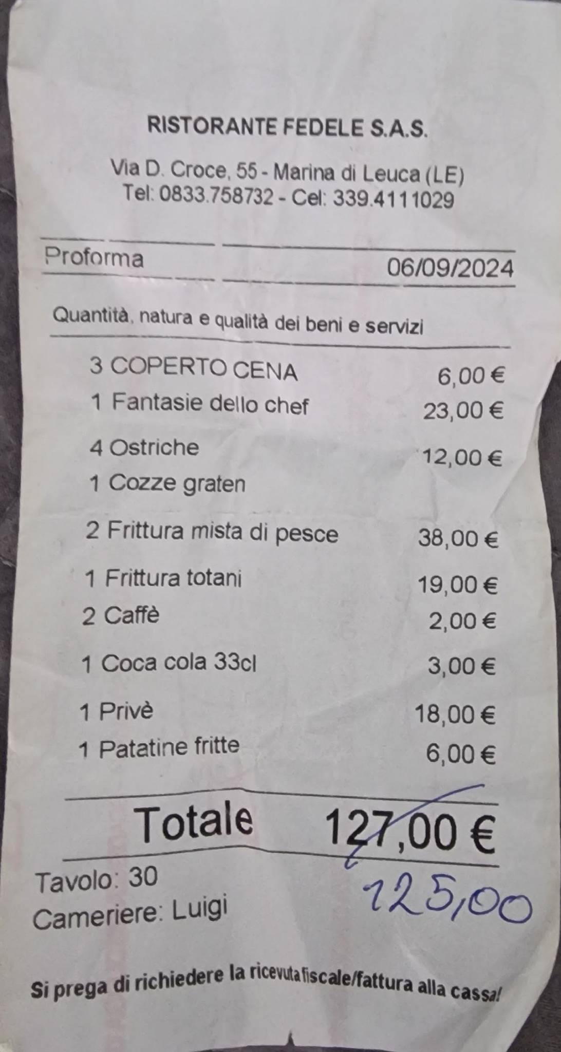 Menu di Fedele 