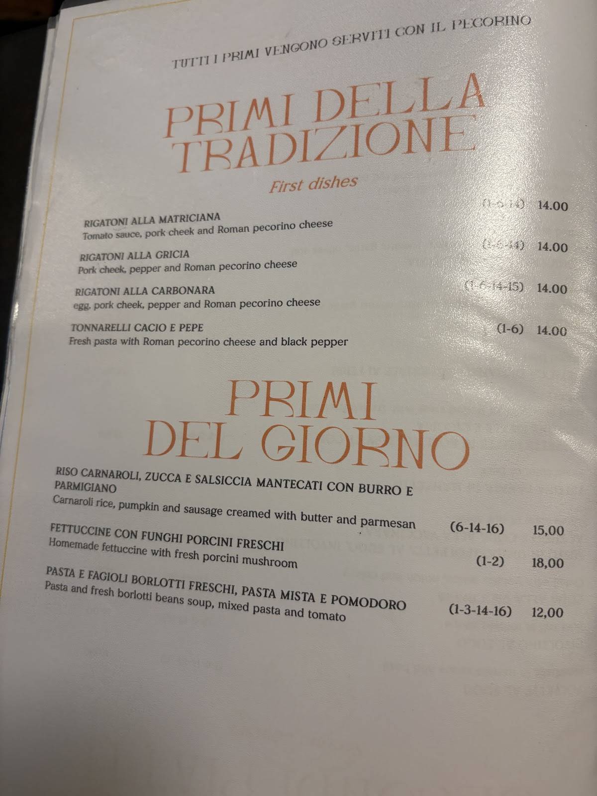 Menu di Velavevodetto ai Quiriti - Prati 