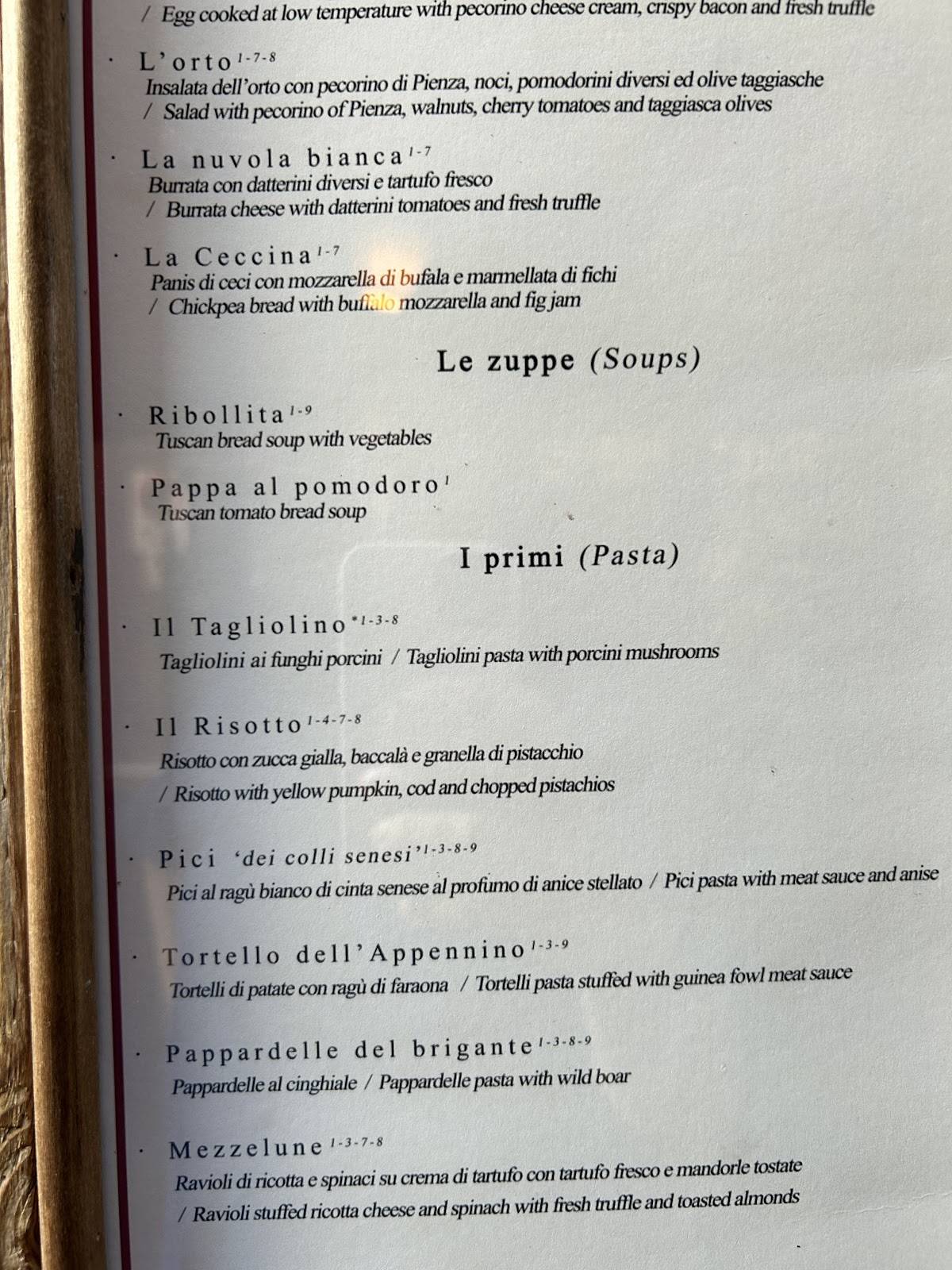 Menu di Osteria Vecchio Cancello